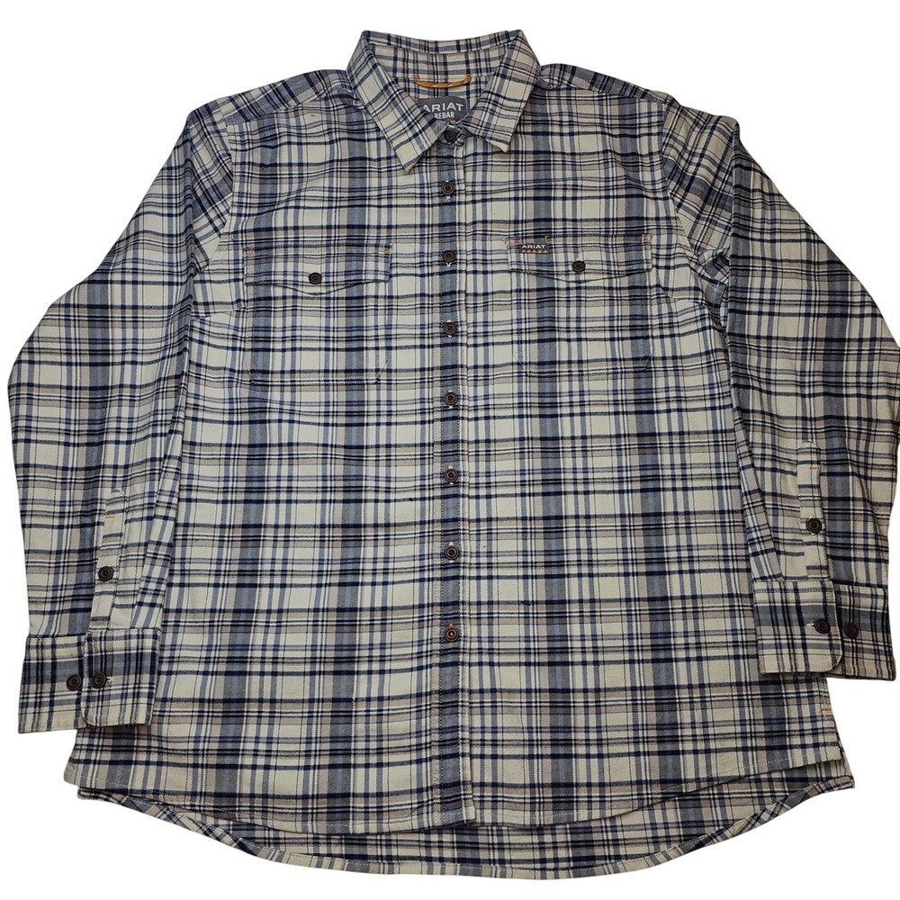 ARIAT Rebar Womens Flannel Shirt XL Extra Large Plaid Button Down Long Sleeve